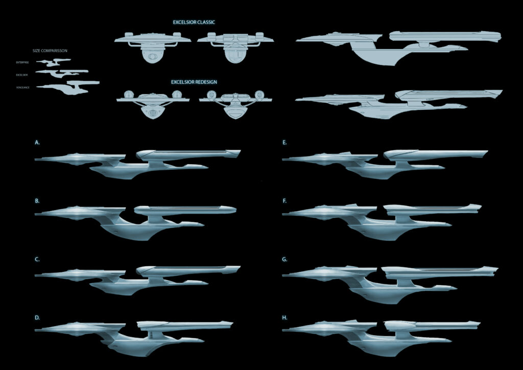 Excelsior starship redesign concepts by Denman Rooke