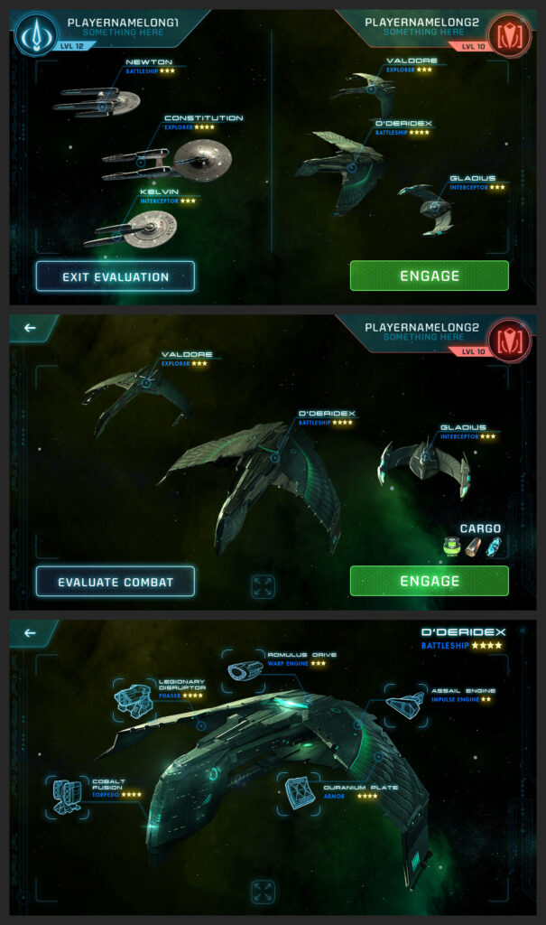 Combat evaluation UI/UX mockup (Renders, UI/UX mockups by Denman Rooke. Icon designs by artists at DIGIT)