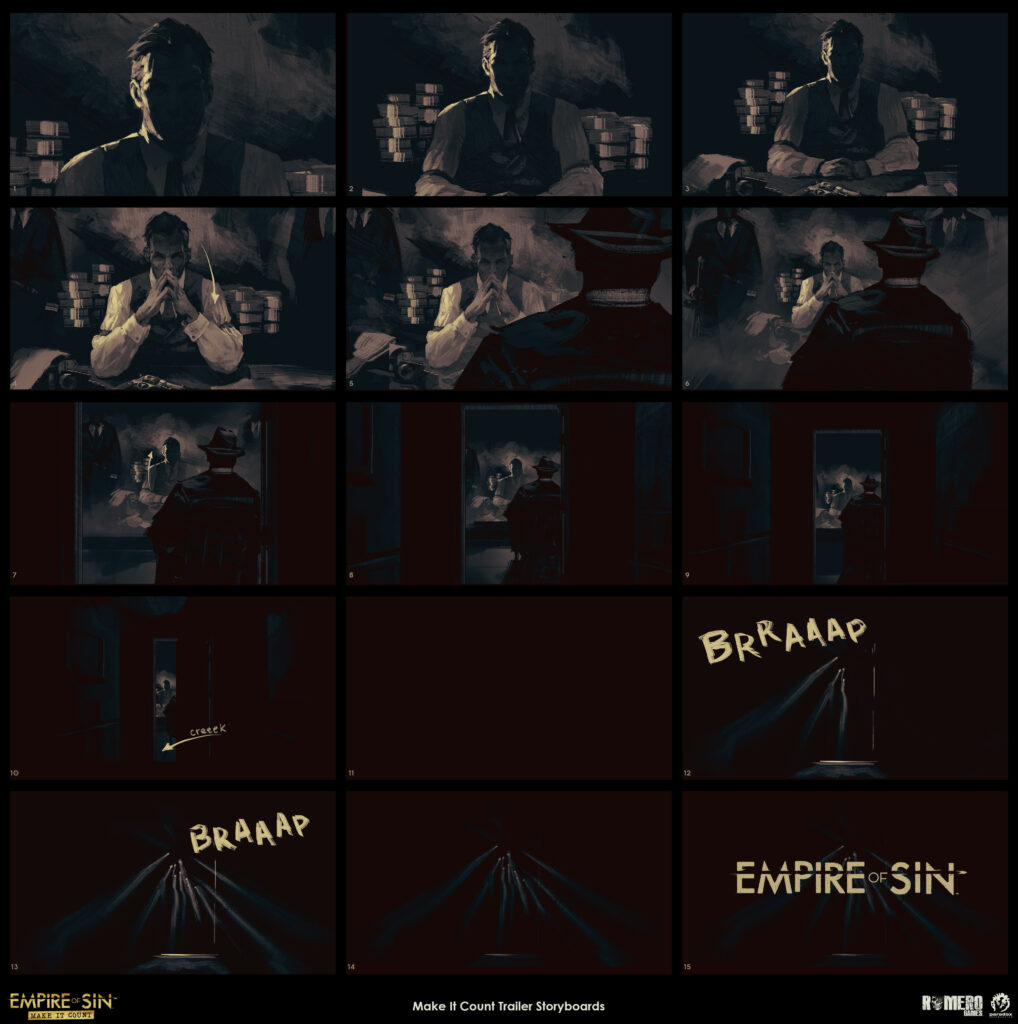 Empire of Sin: Make It Count trailer storyboards